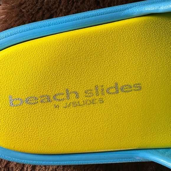 J SLIDES, SQUISH Turquoise/Yellow EVA Size 8 and 10 New in box - Picture 7 of 9